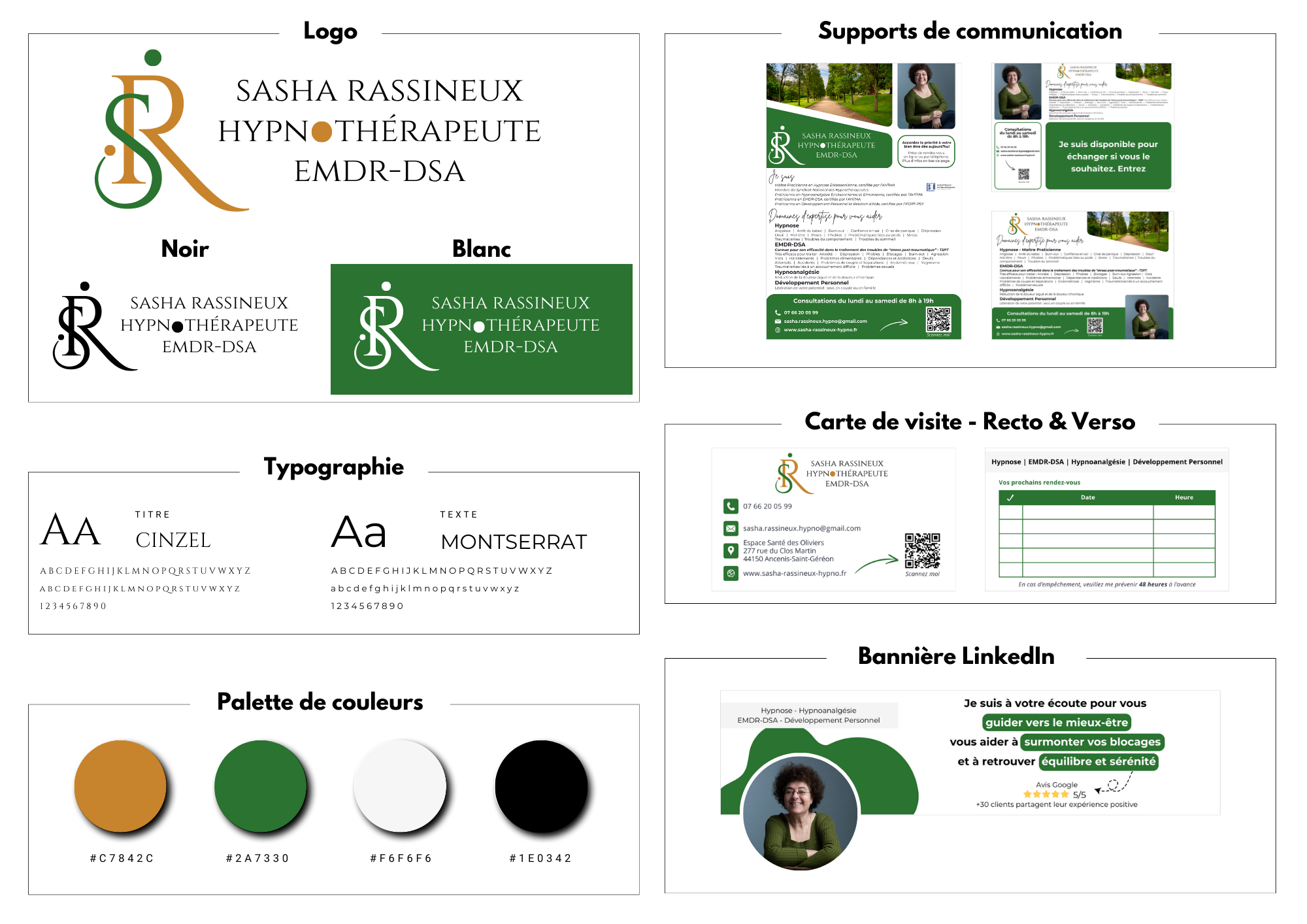 Portfolio de Delphine Tessier Webdesign - Identité visuelle de Sasha Rassineux Hypnothérapeute